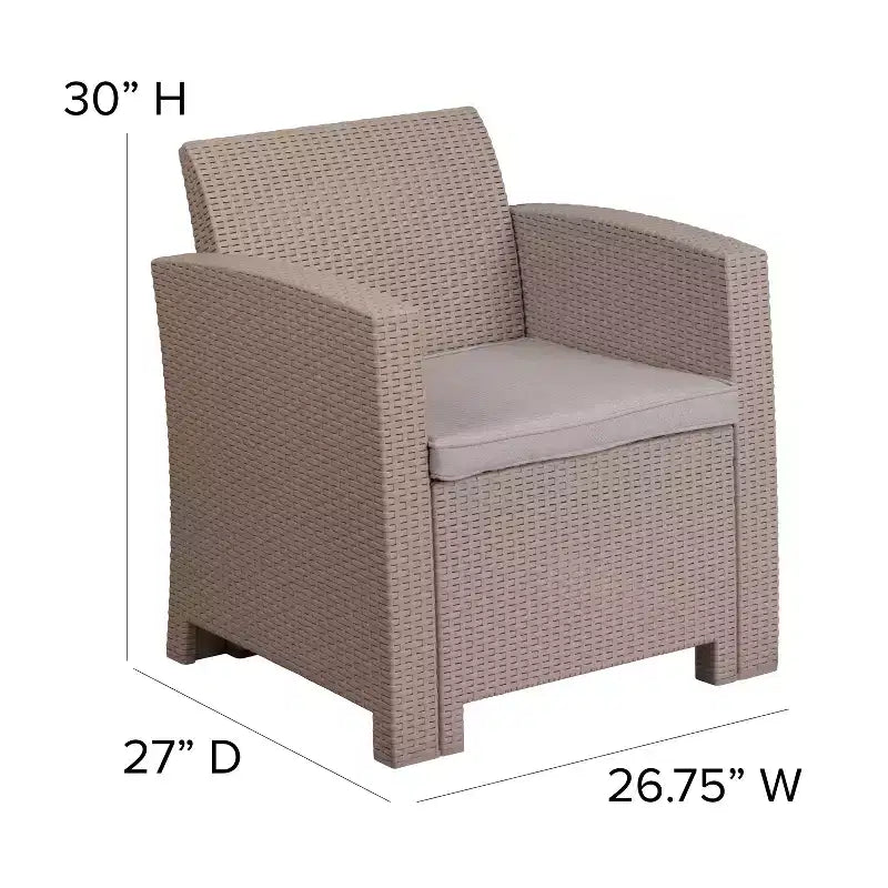 Chaise en rotin synthétique Flash Furniture avec coussin tout temps