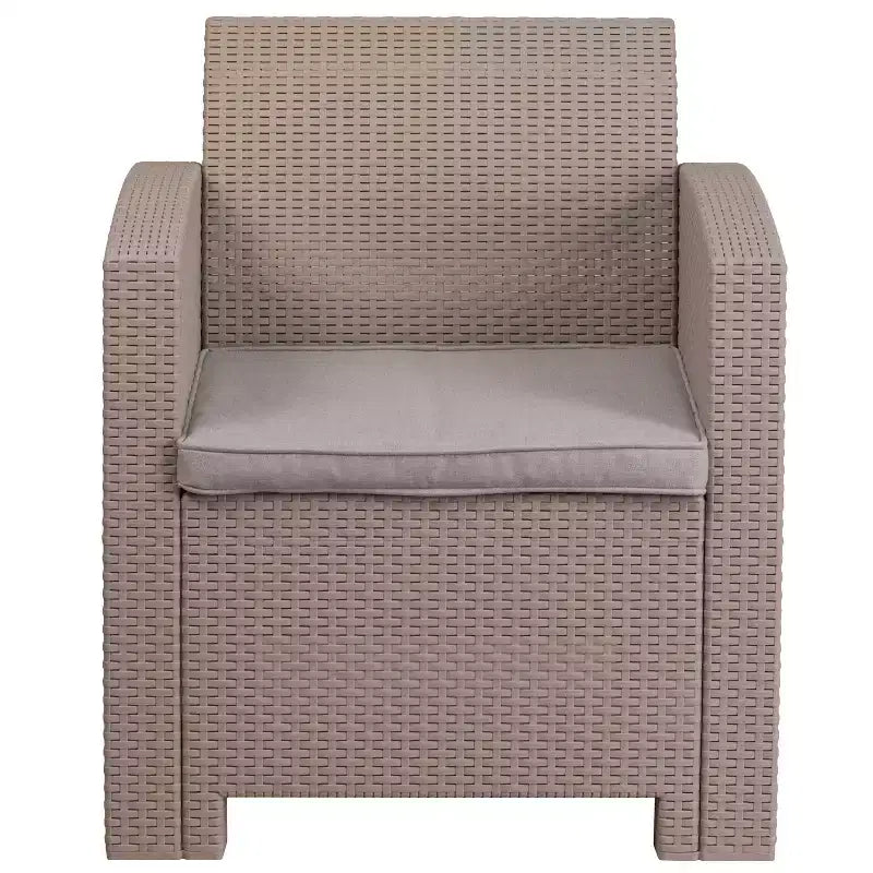 Chaise en rotin synthétique Flash Furniture avec coussin tout temps
