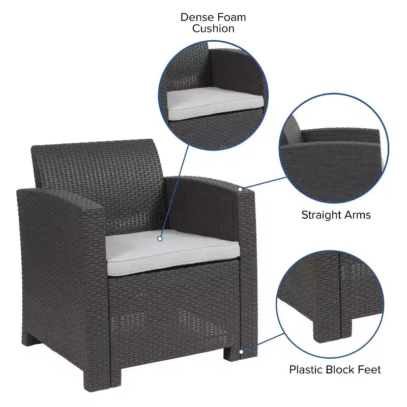 Chaise en rotin synthétique Flash Furniture avec coussin tout temps