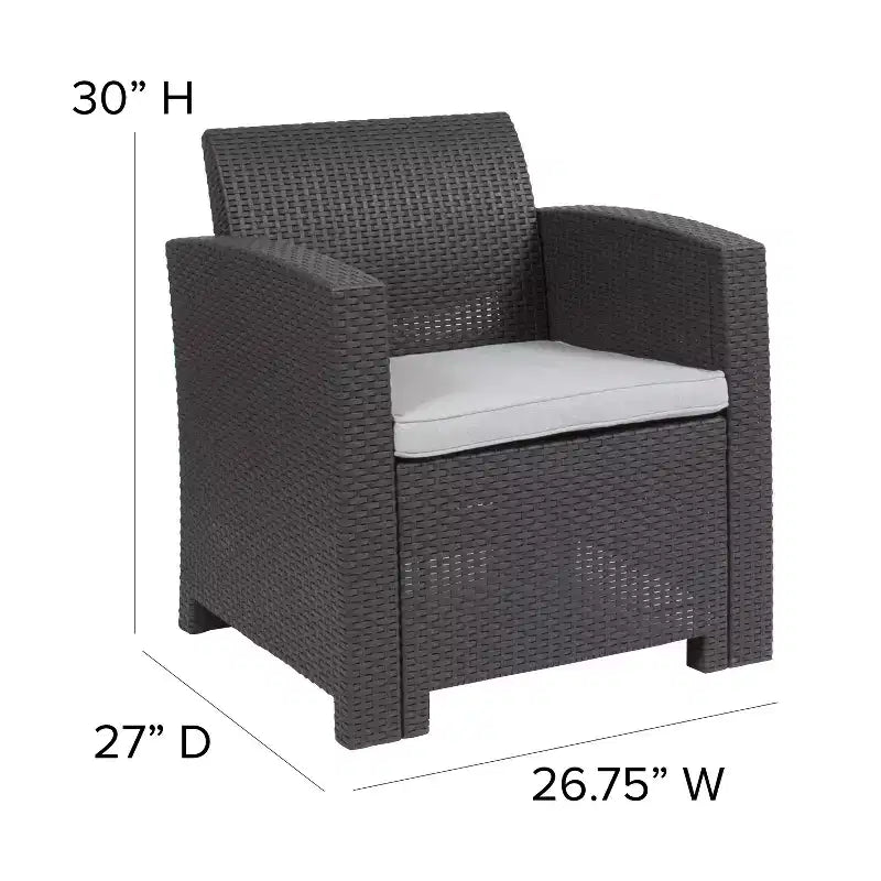 Chaise en rotin synthétique Flash Furniture avec coussin tout temps
