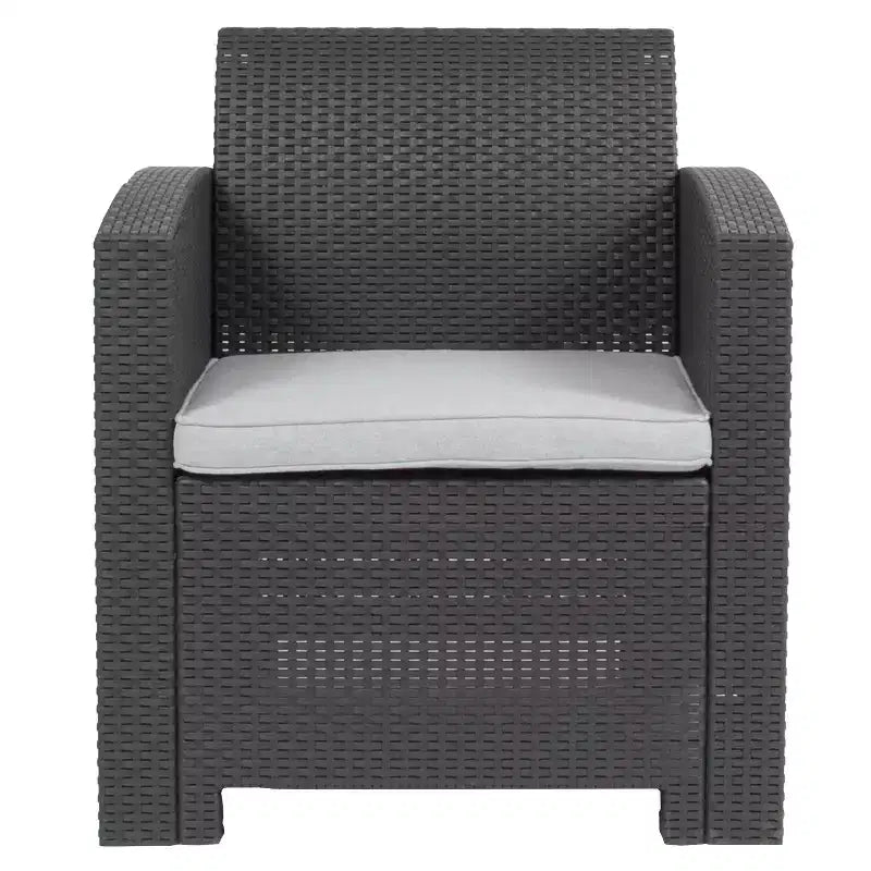 Chaise en rotin synthétique Flash Furniture avec coussin tout temps