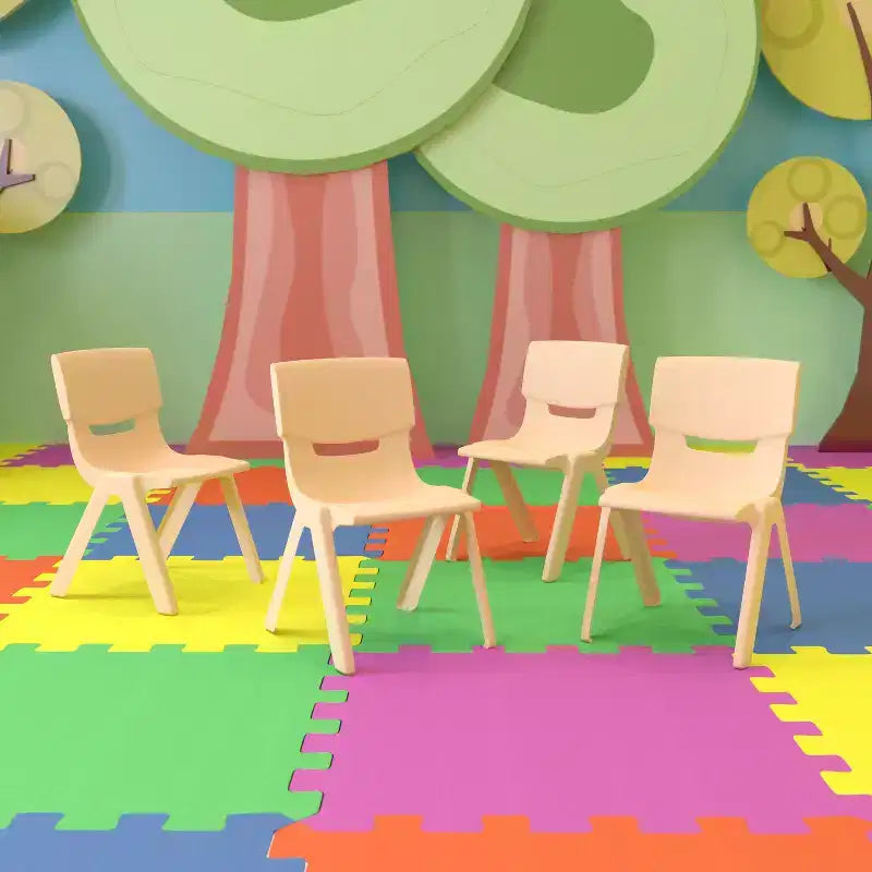 Flash Furniture Lot de 4 Chaises d'école empilables en plastique, hauteur d'assise 30,5 cm