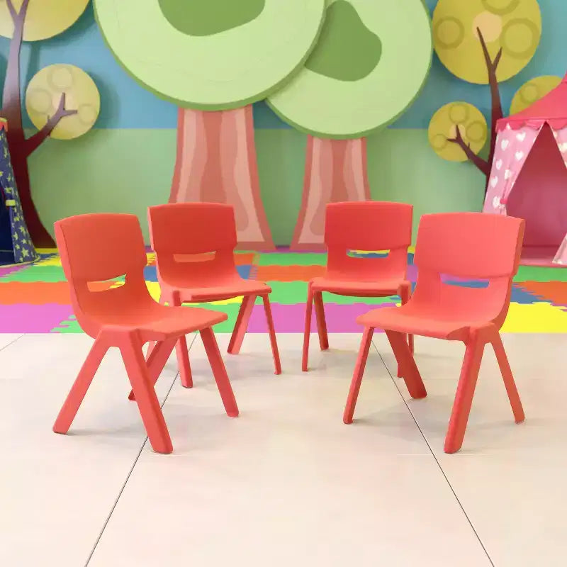 Flash Furniture Lot de 4 Chaises d'école empilables en plastique, hauteur d'assise 30,5 cm