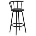 Flash Furniture Crown Back Black Metal Barstool with Black Vinyl Swivel Seat