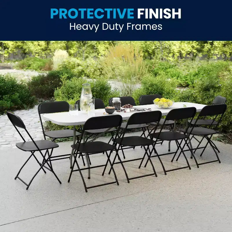 Ensemble table pliante de réception/formation Flash Furniture Kathryn 2,4 m en plastique aspect granit blanc avec 10 chaises pliantes
