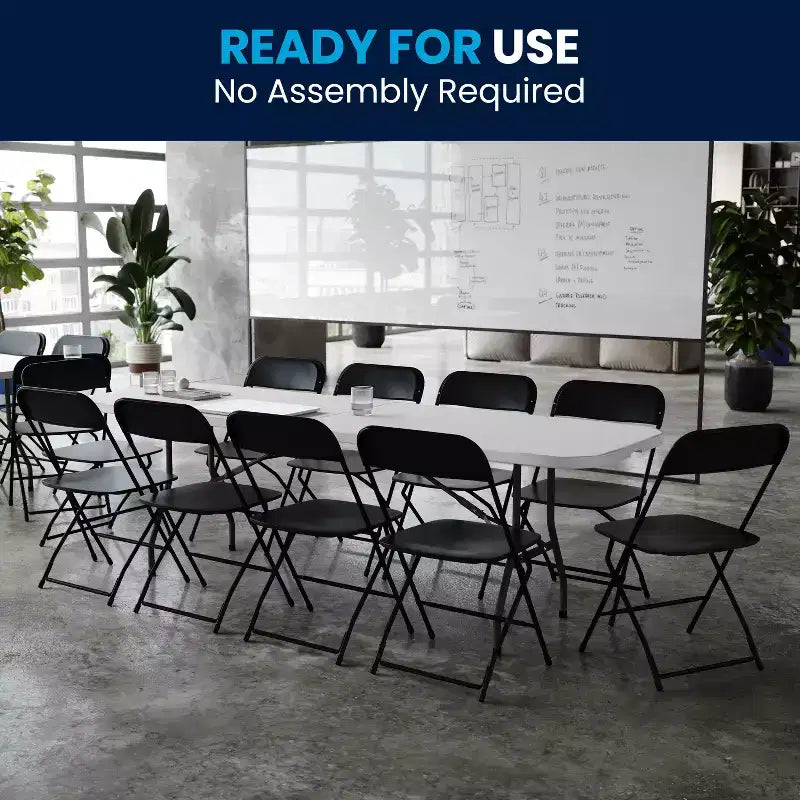 Ensemble table pliante de réception/formation Flash Furniture Kathryn 2,4 m en plastique aspect granit blanc avec 10 chaises pliantes