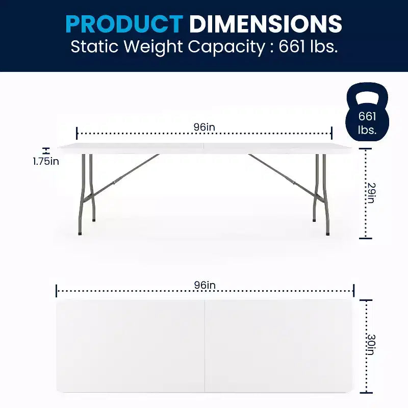 Ensemble table pliante de réception/formation Flash Furniture Kathryn 2,4 m en plastique aspect granit blanc avec 10 chaises pliantes