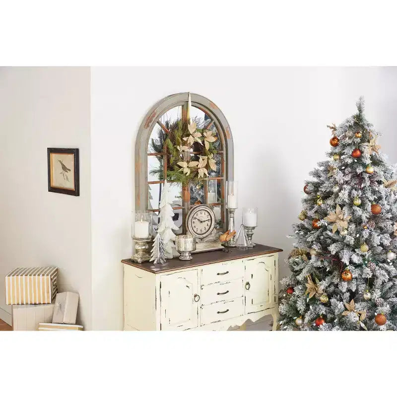 Miroir mural décoratif motif fenêtre cintrée classique de ferme 48 x 37 - Olivia & May