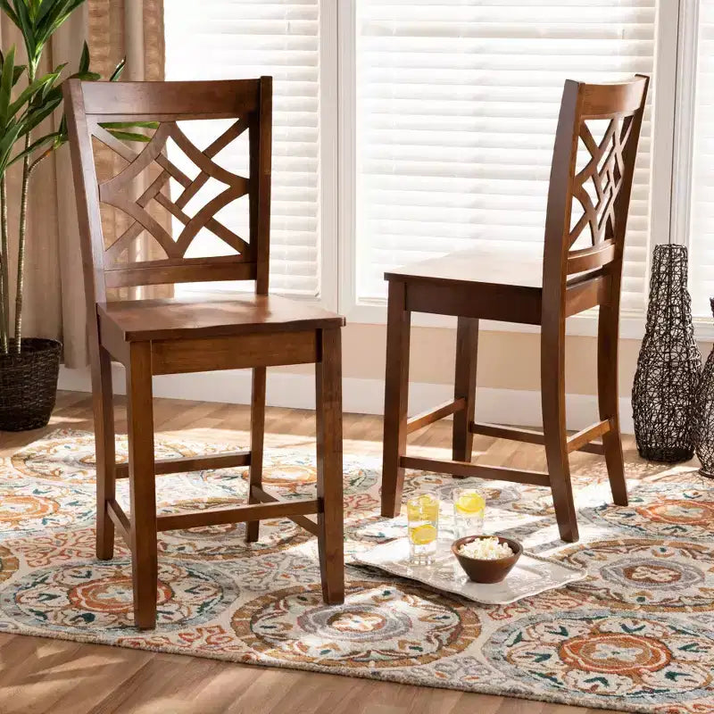 Lot de 2 tabourets de bar hauteur comptoir Nicolette en bois - Baxton Studio