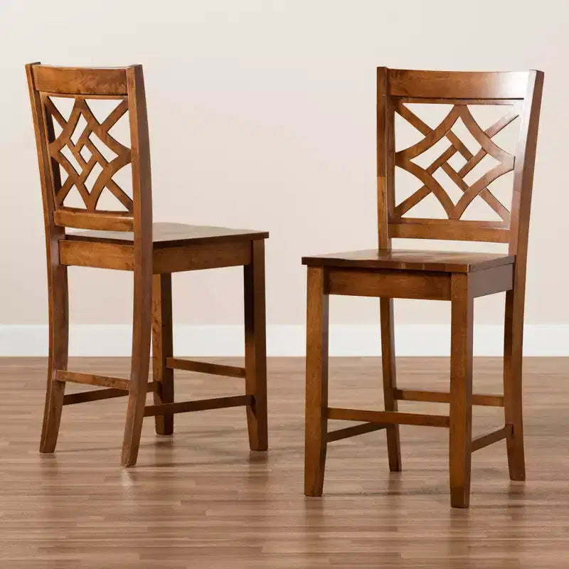 Lot de 2 tabourets de bar hauteur comptoir Nicolette en bois - Baxton Studio