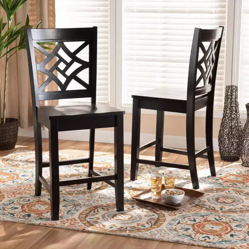 Lot de 2 tabourets de bar hauteur comptoir Nicolette en bois - Baxton Studio