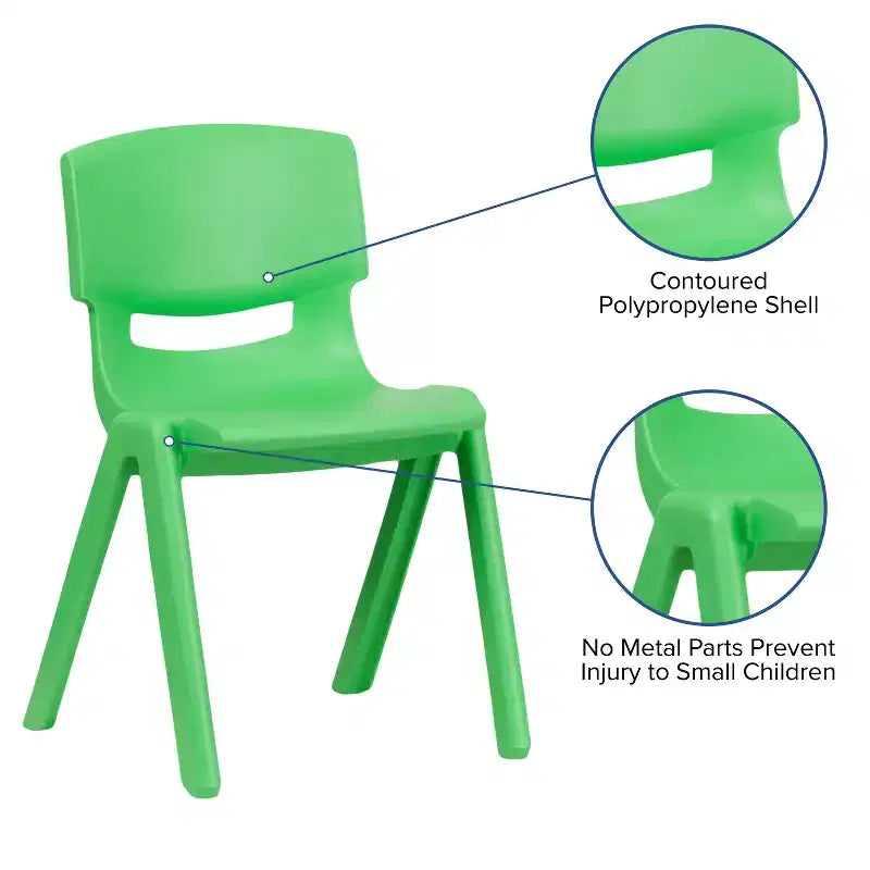 Emma et Oliver Lot de 2 chaises d'école empilables en plastique avec assise de 39,4 cm