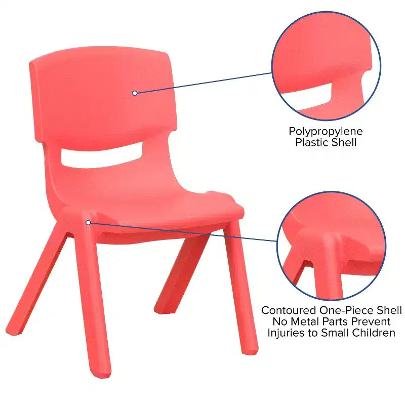 Emma et Oliver Lot de 2 chaises d'école empilables en plastique avec assise de 39,4 cm