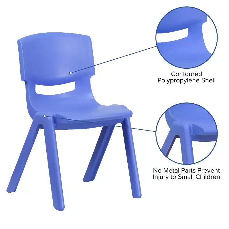 Emma et Oliver Lot de 2 chaises d'école empilables en plastique avec assise de 39,4 cm
