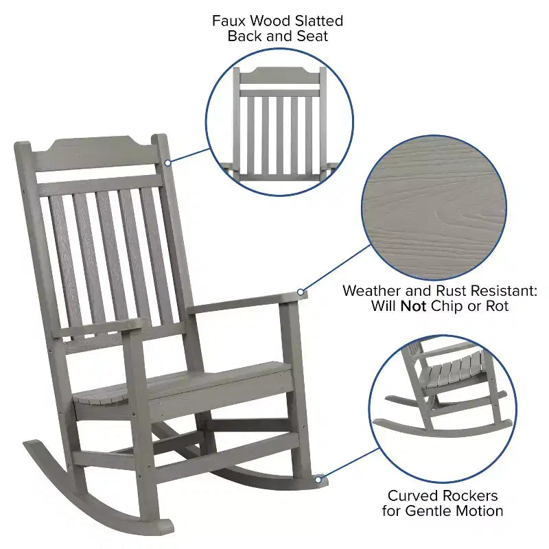 Fauteuil à bascule Emma et Oliver tout temps en faux bois - Meubles de patio et de jardin