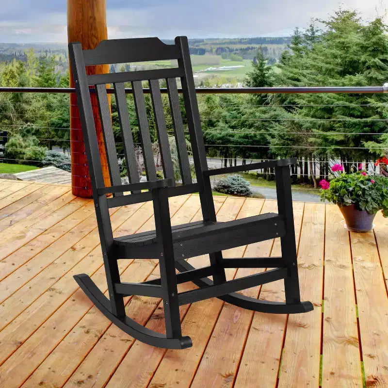 Fauteuil à bascule Emma et Oliver tout temps en faux bois - Meubles de patio et de jardin