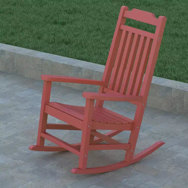 Fauteuil à bascule Emma et Oliver tout temps en faux bois - Meubles de patio et de jardin