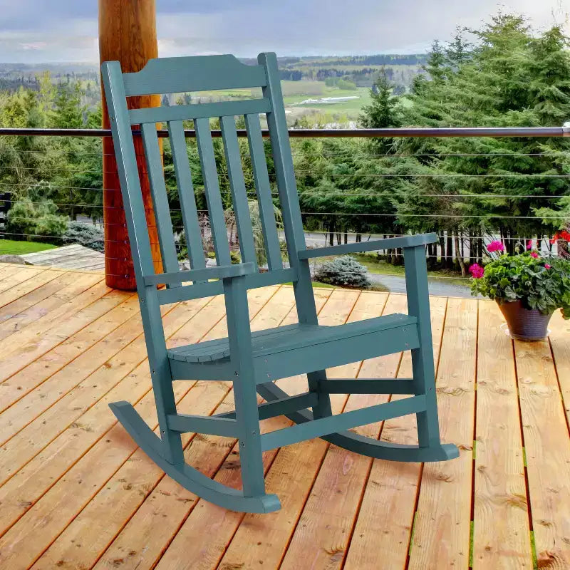 Fauteuil à bascule Emma et Oliver tout temps en faux bois - Meubles de patio et de jardin