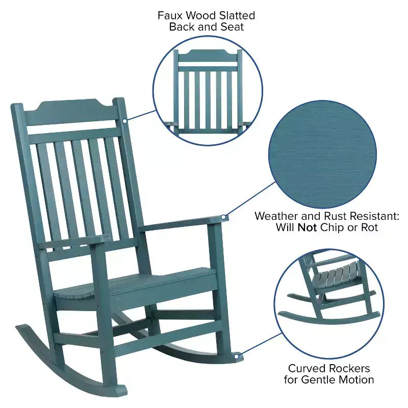Fauteuil à bascule Emma et Oliver tout temps en faux bois - Meubles de patio et de jardin