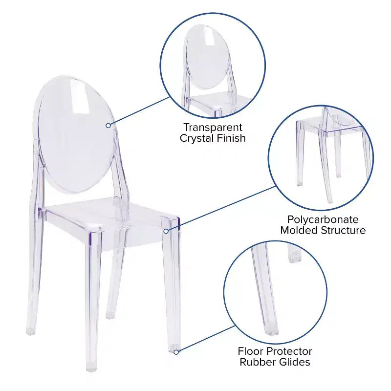 Chaise latérale Ghost Emma et Oliver en cristal transparent