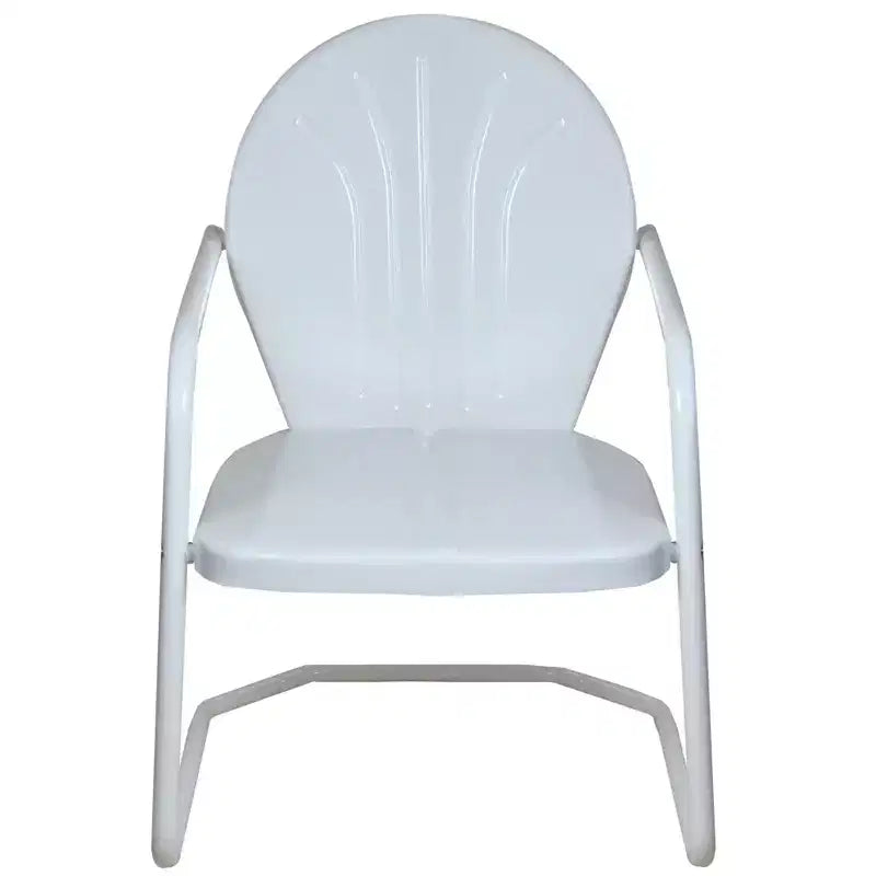 Fauteuil de jardin rétro en acier Northlight, motif tulipe, 86 cm, blanc