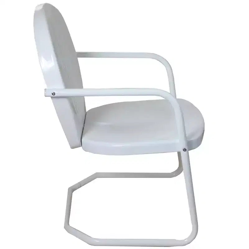 Fauteuil de jardin rétro en acier Northlight, motif tulipe, 86 cm, blanc