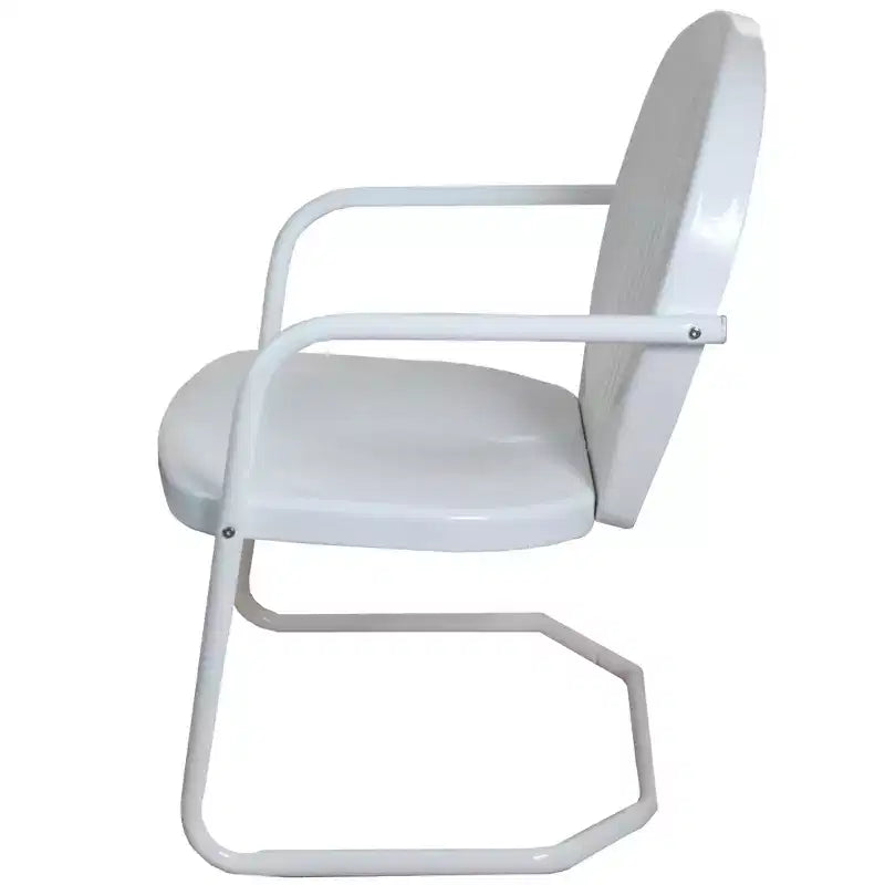 Fauteuil de jardin rétro en acier Northlight, motif tulipe, 86 cm, blanc