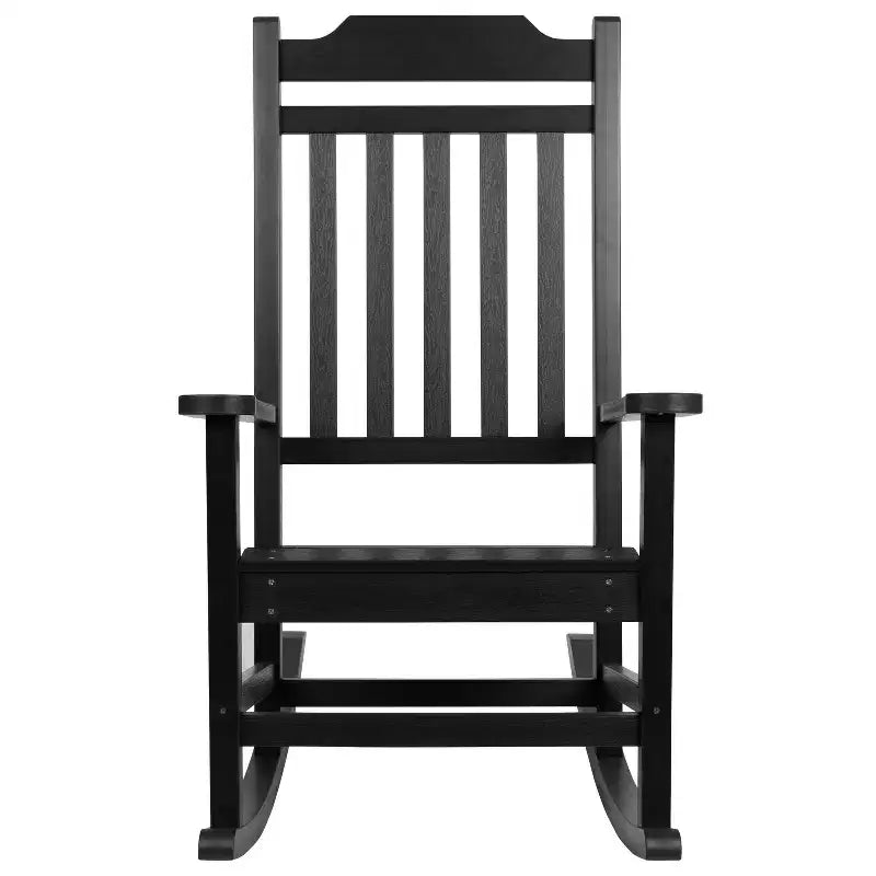 Emma et Oliver, ensemble de 2 fauteuils à bascule en polyrésine d'extérieur toutes saisons, imitation bois pour véranda et patio