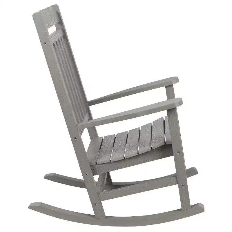 Emma et Oliver, ensemble de 2 fauteuils à bascule en polyrésine d'extérieur toutes saisons, imitation bois pour véranda et patio