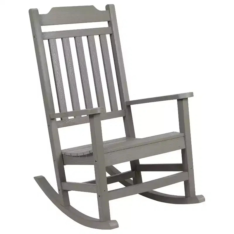 Emma et Oliver, ensemble de 2 fauteuils à bascule en polyrésine d'extérieur toutes saisons, imitation bois pour véranda et patio