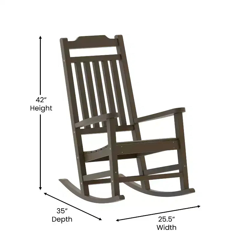 Emma et Oliver, ensemble de 2 fauteuils à bascule en polyrésine d'extérieur toutes saisons, imitation bois pour véranda et patio
