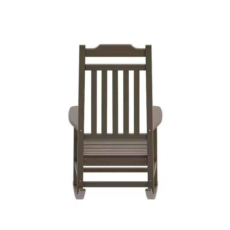 Emma et Oliver, ensemble de 2 fauteuils à bascule en polyrésine d'extérieur toutes saisons, imitation bois pour véranda et patio