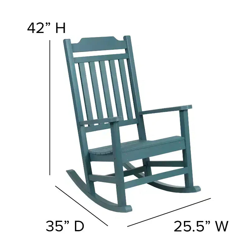 Emma et Oliver, ensemble de 2 fauteuils à bascule en polyrésine d'extérieur toutes saisons, imitation bois pour véranda et patio