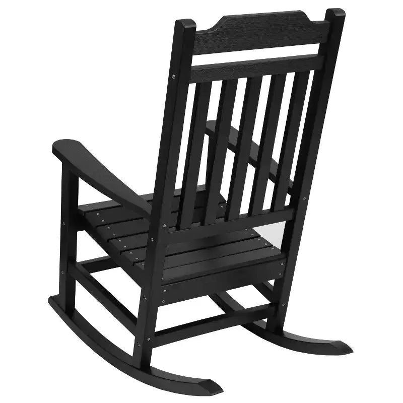 Emma et Oliver, ensemble de 2 fauteuils à bascule en polyrésine d'extérieur toutes saisons, imitation bois pour véranda et patio