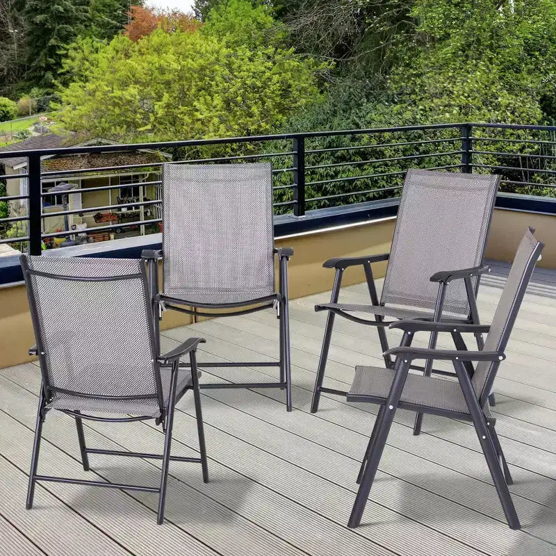 Outsunny Lot de 2 chaises pliantes d'extérieur empilables et portables pour terrasse, jardin, camping et voyage