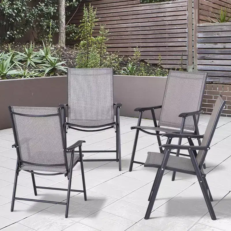 Outsunny Lot de 2 chaises pliantes d'extérieur empilables et portables pour terrasse, jardin, camping et voyage