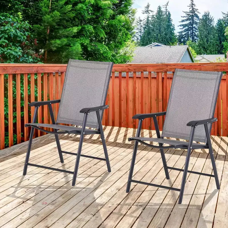 Outsunny Lot de 2 chaises pliantes d'extérieur empilables et portables pour terrasse, jardin, camping et voyage
