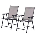 Outsunny Lot de 2 chaises pliantes d'extérieur empilables et portables pour terrasse, jardin, camping et voyage
