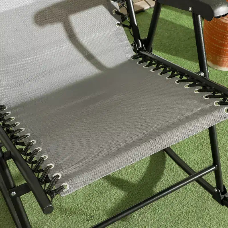 Outsunny Lot de 2 chaises berçantes, chaises de jardin pliantes inclinables avec oreiller, transats portables d'extérieur pour le camping, la pêche, la plage