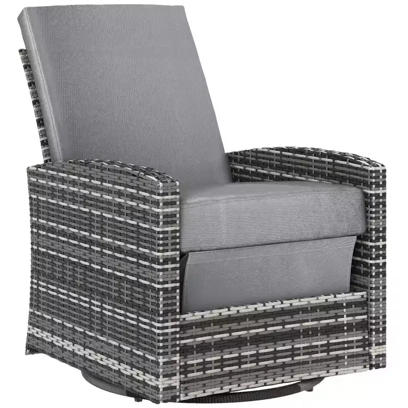 Fauteuil inclinable en rotin synthétique Outsunny avec pivotement à 360°, coussin moelleux, chaise longue pour patio, jardin, cour arrière