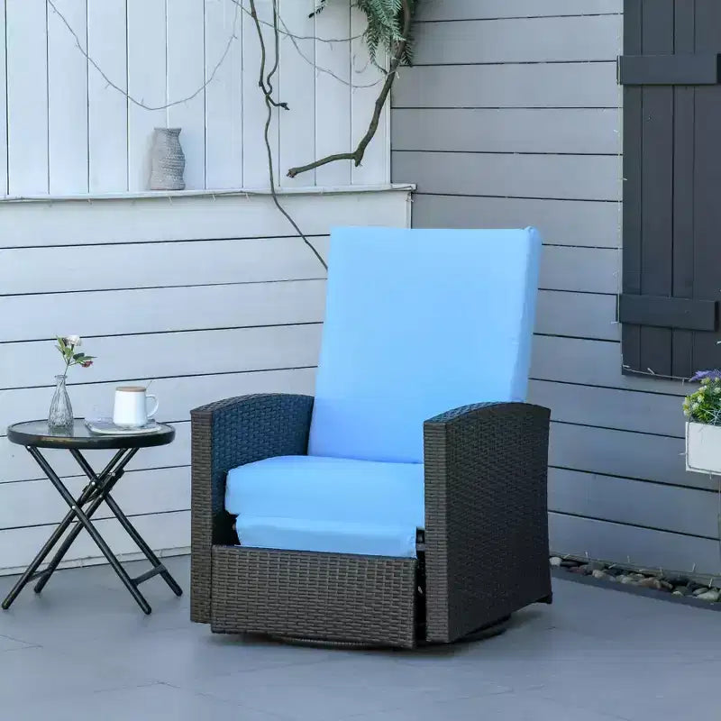 Fauteuil inclinable en rotin synthétique Outsunny avec pivotement à 360°, coussin moelleux, chaise longue pour patio, jardin, cour arrière