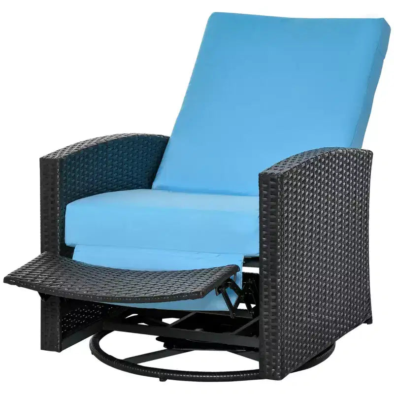 Fauteuil inclinable en rotin synthétique Outsunny avec pivotement à 360°, coussin moelleux, chaise longue pour patio, jardin, cour arrière