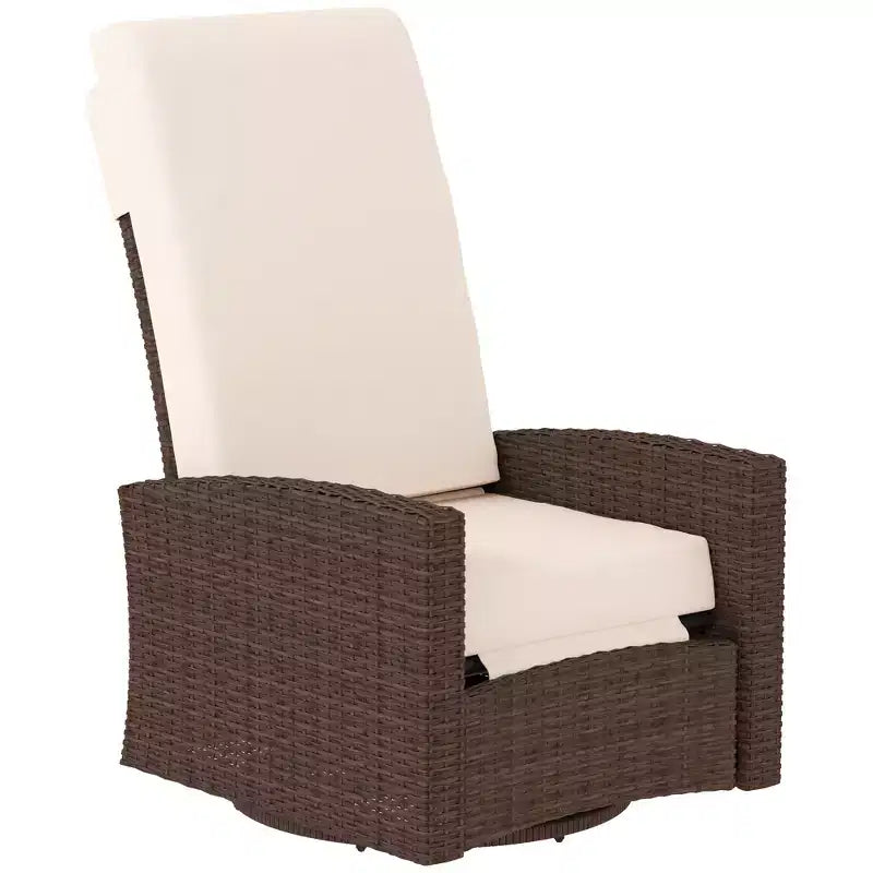 Fauteuil inclinable en rotin synthétique Outsunny avec pivotement à 360°, coussin moelleux, chaise longue pour patio, jardin, cour arrière