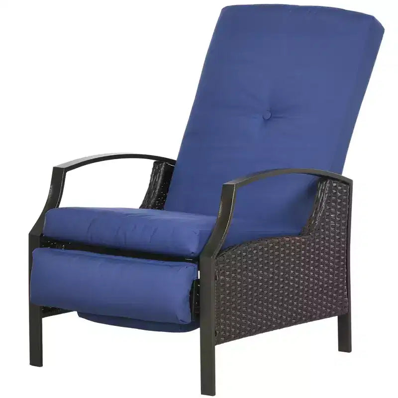 Chaise longue inclinable Outsunny en rotin tressé à la main, tout temps, pour patio, extérieur, jardin, bord de piscine