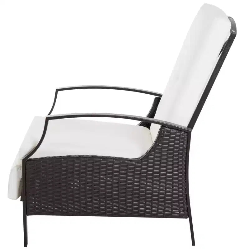 Chaise longue inclinable Outsunny en rotin tressé à la main, tout temps, pour patio, extérieur, jardin, bord de piscine