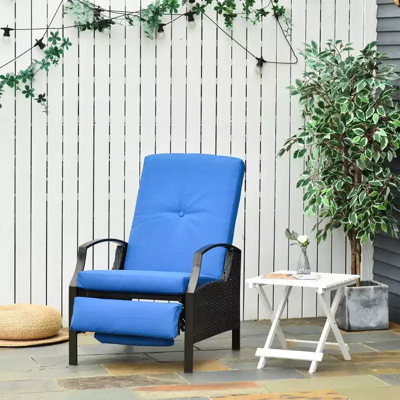 Chaise longue inclinable Outsunny en rotin tressé à la main, tout temps, pour patio, extérieur, jardin, bord de piscine