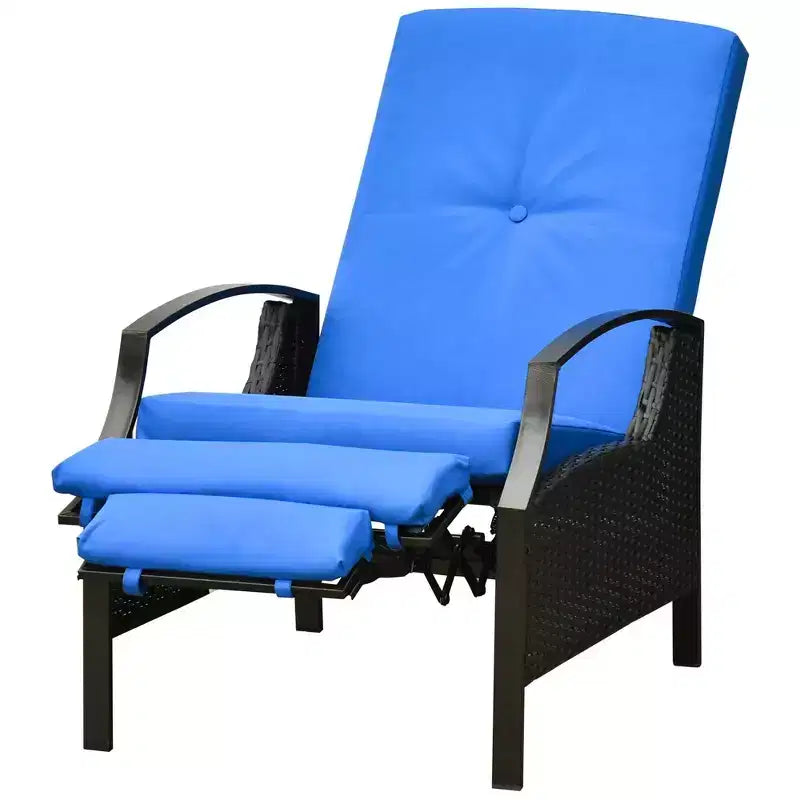 Chaise longue inclinable Outsunny en rotin tressé à la main, tout temps, pour patio, extérieur, jardin, bord de piscine