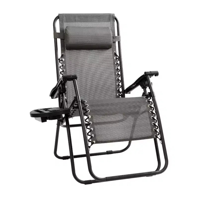 Fauteuil inclinable zéro gravité pliable et réglable en maille Flash Furniture avec oreiller et plateau porte-gobelet, lot de 2