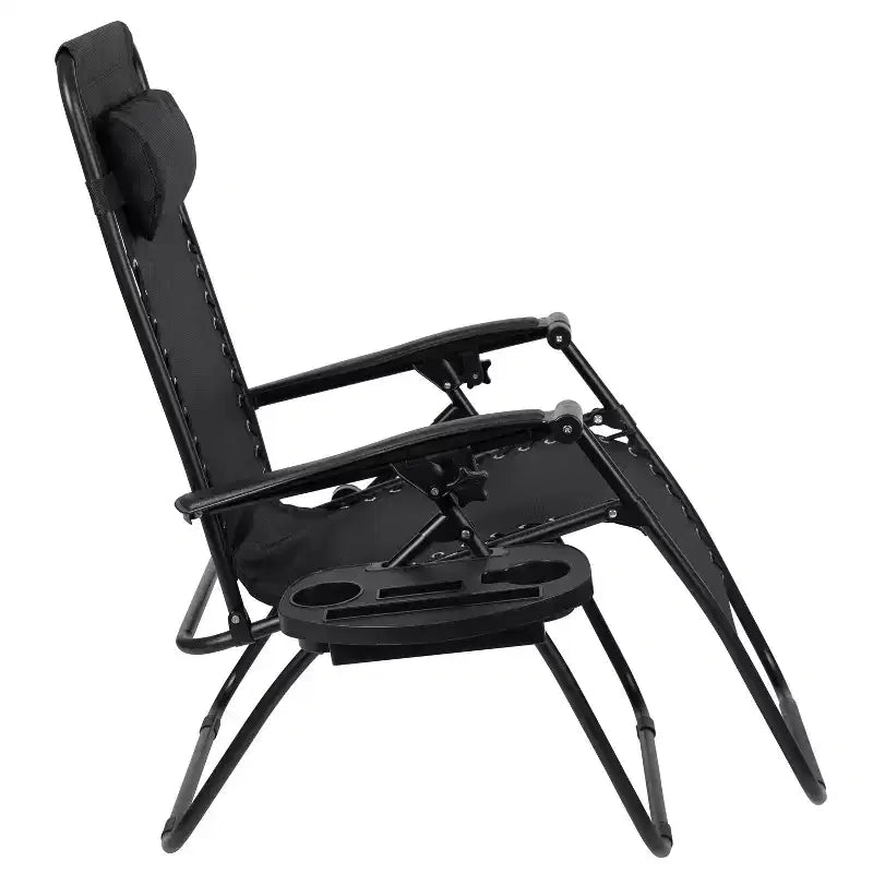 Fauteuil inclinable zéro gravité pliable et réglable en maille Flash Furniture avec oreiller et plateau porte-gobelet, lot de 2
