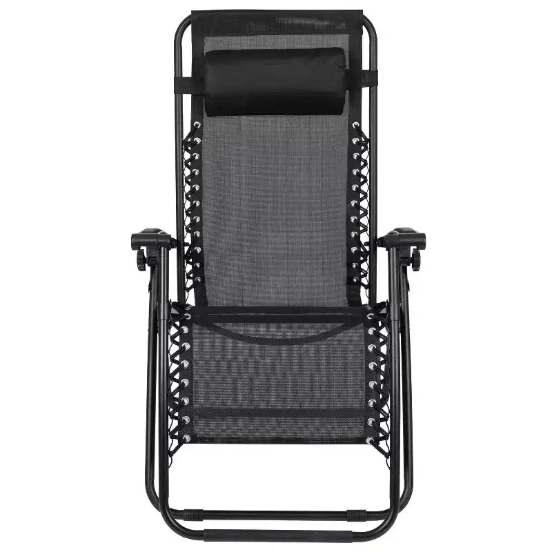 Fauteuil inclinable zéro gravité pliable et réglable en maille Flash Furniture avec oreiller et plateau porte-gobelet, lot de 2